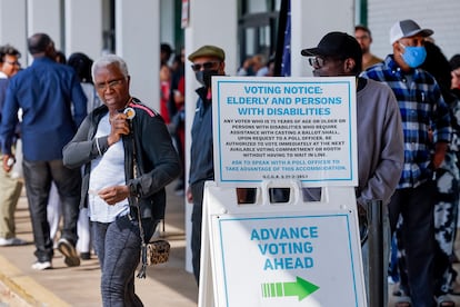 Voters at a polling station in Decatur, Georgia, on the first day of early voting.