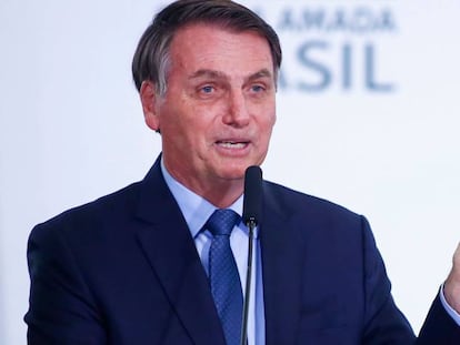 O presidente Jair Bolsonaro em um ato em Brasília no último dia 7.