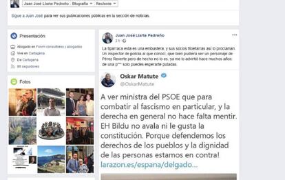 Mensaje publicado en el perfil de Juan José Liarte y posteriormente borrado.