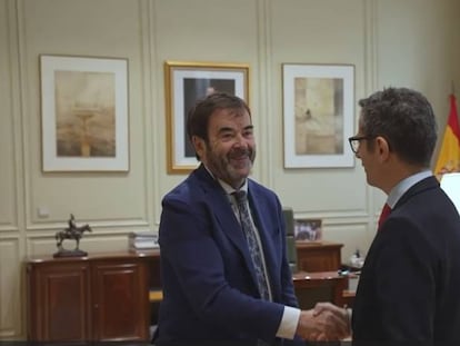 Vicente Guilarte, presidente del CGPJ, y Félix Bolaños, ministro de la Presidencia, Justicia y Relaciones con las Cortes.