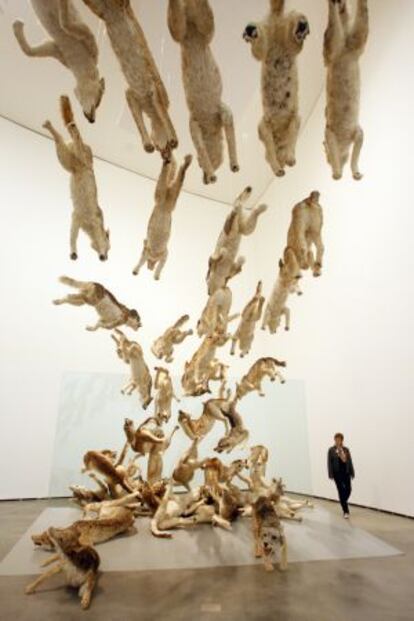 Instalación de Cai Guo- Qiang en su exposición en el museo Guggenheim de Bilbao, en 2009