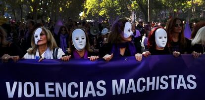 Manifestaci&oacute;n en Madrid contra la violencia machista en noviembre. 