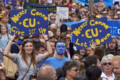 &quot;Marcha por Europa&quot;, manifestaci&oacute;n en Londres en protesta por los resultados del Brexit.