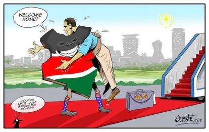 Una de las caricaturas que se muestran en la exposici&oacute;n de artistas de Nairobi.