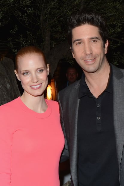 Jessica Chastain con David Schwimmer.