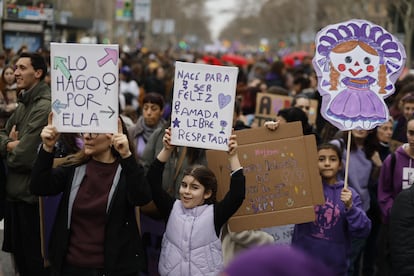 Manifestantes del 8M, este sábado en Barcelona.