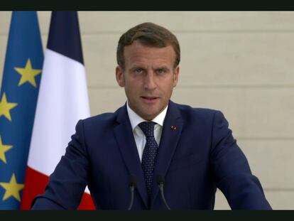 Emmanuel Macron, durante su intervención grabada para la Asamblea General de la ONU.