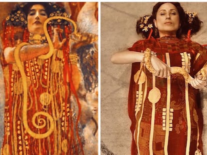Medicina, de Gustav Klimt, y la recreación de Anastasia Veras.