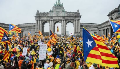 Imagen de la manifestación independentista en Bruselas el 7 de diciembre de 2017.