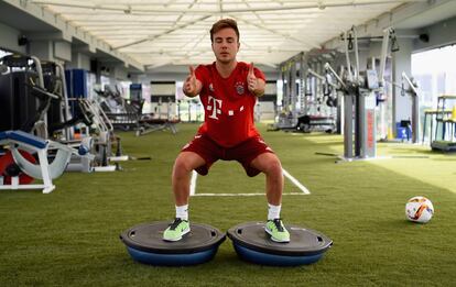 Mario Goetze durante una sesión de entrenamiento en el gimnasio. El Bayern está concentrado en Doha. 