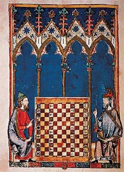 Página del <i>Libro de ajedrez, dados y tablas,</i> del siglo XIII, Biblioteca de El Escorial.