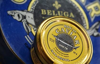 Un bote de caviar de la marca rusa Beluga, producida en Ucrania