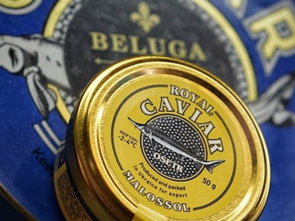 Un bote de caviar de la marca rusa Beluga, producida en Ucrania