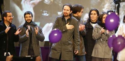 Pablo Iglesias celebra los resultados electorales.