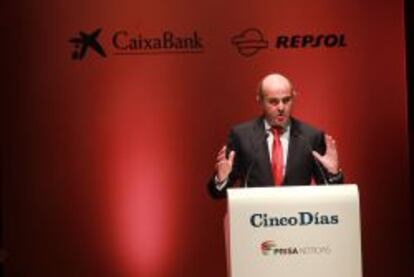 Luis de Guindos, durante el discurso de clausura de los Premios Cinco Días a la innovación empresarial.