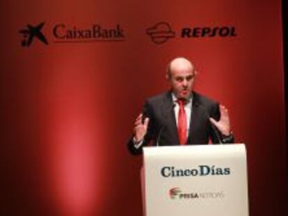 Luis de Guindos, durante el discurso de clausura de los Premios Cinco Días a la innovación empresarial.