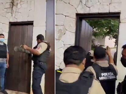 Agentes de la policía ministerial durante un operativo en Campeche, este lunes.