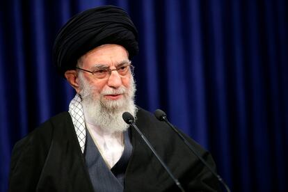 Ell líder supremo iraní, el ayatolá Jamenei, en un discurso televisado el 8 de enero.