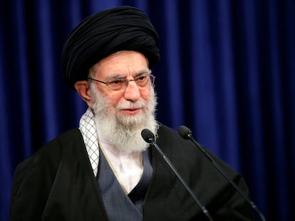 Ell líder supremo iraní, el ayatolá Jamenei, en un discurso televisado el 8 de enero.