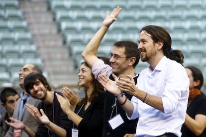 Pablo Iglesias i Juan Carlos Monedero a l'assemblea de Podem.