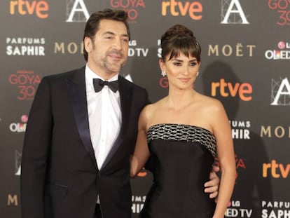 Javier Bardem y Pen&eacute;lope Cruz, en la &uacute;ltima edici&oacute;n de los Goya, en febrero.