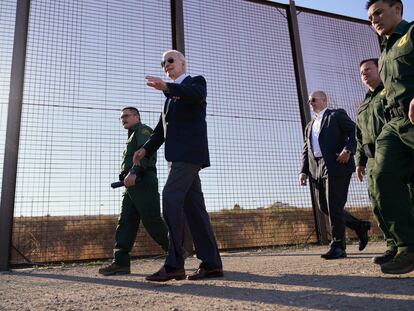 President Joe Biden walks along a stretch of the U.S.-Mexico border in El Paso Texas, January 8, 2023.