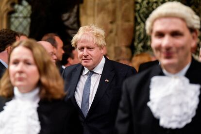 Boris Johnson llega este martes al Parlamento británico para atender la ceremonia de apertura del periodo de sesiones