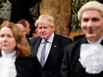 Boris Johnson llega este martes al Parlamento británico para atender la ceremonia de apertura del periodo de sesiones