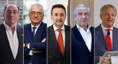 Sánchez Galán (Iberdrola), Bogas (Endesa), Imaz (Repsol), Reynés (Naturgy) y Wetselaar (Cepsa).