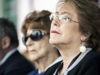 La presidenta chilena Michelle Bachelet, durante el homenaje a su padre.