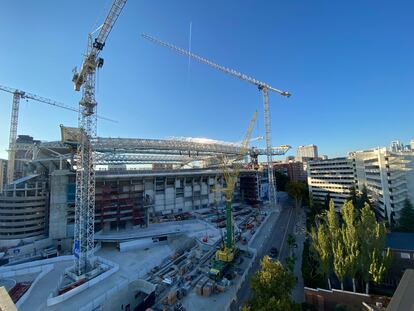 Vista aérea del estadio Santiago Bernabéu.