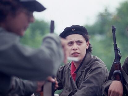 Dora María Telléz en los días posteriores al triunfo de la revolución sandinista.