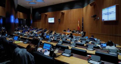 La ministra de Hacienda, María Jesús Montero, en la presentación de los Presupuestos Generales del Estado de 2021.