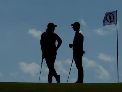 Tommy Fleetwood y Rory McIlroy, en Liverpool.