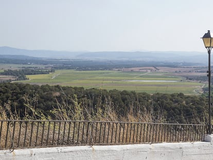 Desde Vejer de la Frontera (Cádiz) se aprecia parte de la zona de la comarca de La Janda con tierras de cultivo, en las proximidades de donde se encontraba la desecada laguna del mismo nombre.