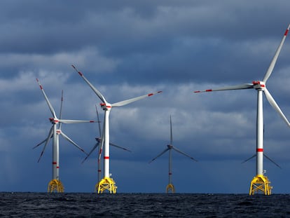 Vista del parque eólico marino Wikinger de Iberdrola, en el mar Báltico, en una foto cedida por la empresa.