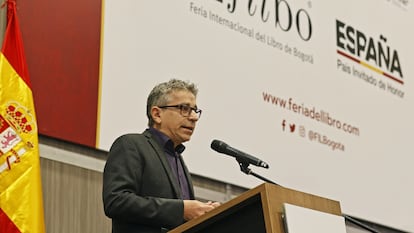 El Secretario de Estado de Cultura de España, Jordi Marti Grau, durante la presentación de España como país invitado de la FILBo 2025, este jueves en Bogotá.