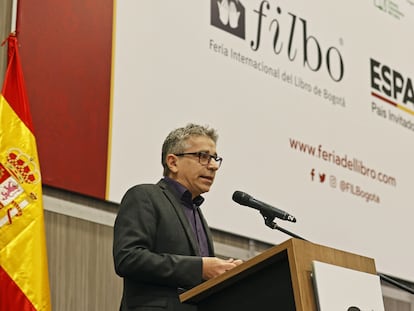 El Secretario de Estado de Cultura de España, Jordi Marti Grau, durante la presentación de España como país invitado de la FILBo 2025, este jueves en Bogotá.