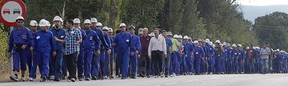 Marcha de mineros entre las localidades de Villablino y León en protesta por la situación del sector del carbón en septiembre del pasado año.