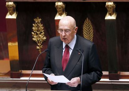 Giorgio Napolitano en la asamblea nacional.