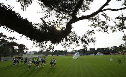 La selección en el primer entrenamiento en Curitiba