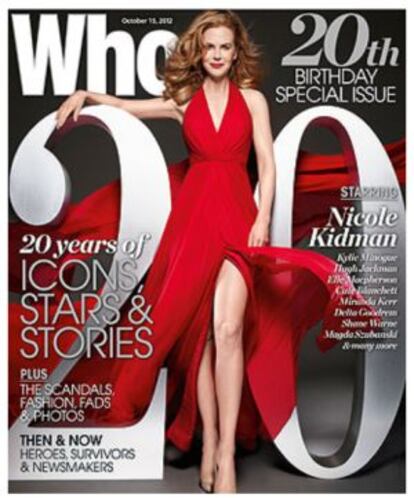 Nicole Kidman, en la portada del 20º aniversario de la revista 'Who'.