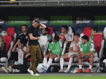 Luis Enrique, durante el partido de segunda jornada de la Liga de Naciones entre la República Checa y España (2-2) disputado este domingo en Praga.