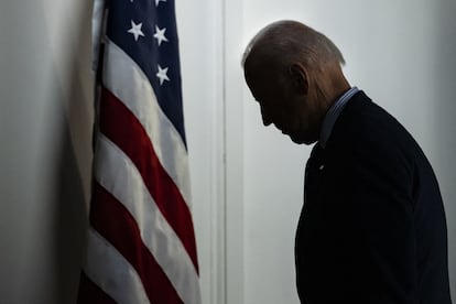 El presidente de los EE UU, Joe Biden, tras una rueda de prensa en Washington, el miércoles.