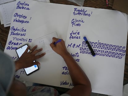 Voting count in the primary elections in the Catia neighborhood of Caracas (Venezuela) on October 22, 2023.