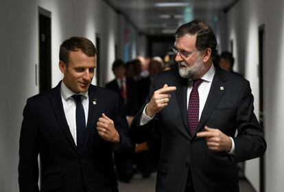 Macron y Rajoy, en la cumbre de la UE.