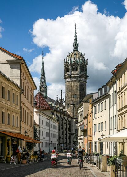 Vista de la torre de la iglesia de Todos los Santos, en Wittenberg.