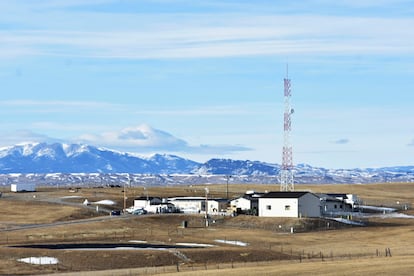 A U.S. Air Force installation surrounded by farmland in central Montana is seen on Feb. 7, 2023, near Harlowton, Mont.