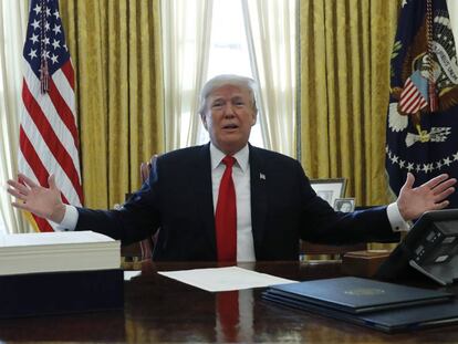 El presidente de Estados Unidos, Donald Trump, el pasado 22 de diciembre en la Casa Blanca, tras firmar su reforma fiscal.