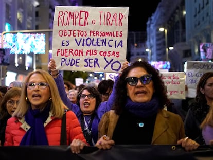 Manifestación por el Día Internacional para la Eliminación de la Violencia contra las Mujeres en Madrid, en 2022.